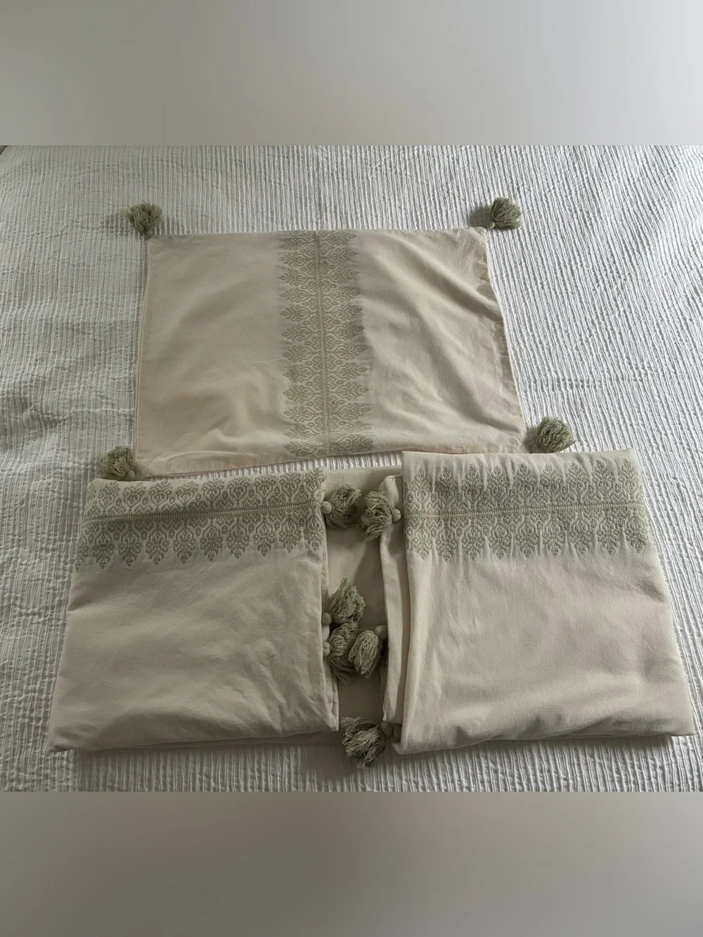 Pottery Barn Indira Jacquard Duvet Cover Twin 1 Standard Sham Sage